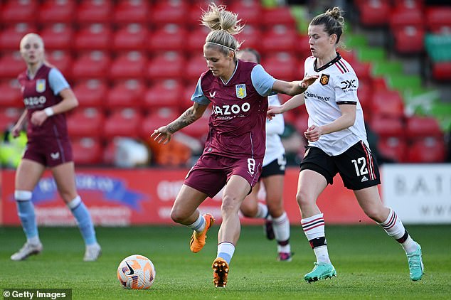 Rachel Daly (centro) ha batido récords con Aston Villa esta temporada mientras el club persigue a los cuatro primeros.