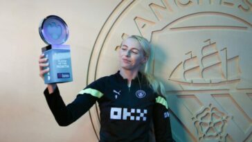 Chloe Kelly of Man City, Barclays’ Player of the Month.