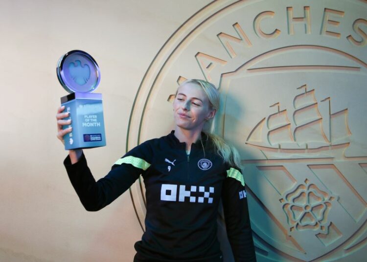 Chloe Kelly of Man City, Barclays’ Player of the Month.