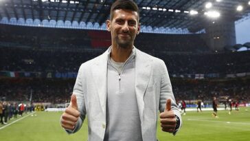Novak Djokovic asistió al choque de semifinales de la Liga de Campeones entre AC Milan e Inter