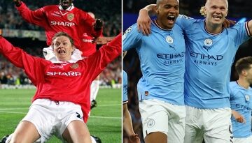 Quién ganaría entre los ganadores del triplete de Man Utd y Man City revelado por AI