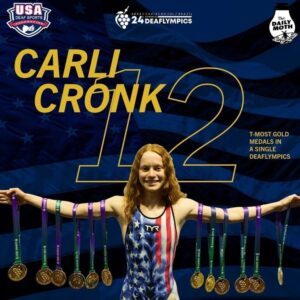 Carli Cronk, poseedora del récord mundial de personas sordas, se compromete con Notre Dame con Team Leading Times