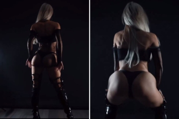 La 'reina del twerk' de la estrella del Arsenal Wag abofetea el trasero en tanga negra durante un video obsceno
