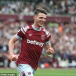 El Arsenal está liderando la carrera para fichar al centrocampista del West Ham e Inglaterra Declan Rice por £ 100 millones