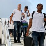 Los jugadores del Manchester City aterrizaron en Estambul el jueves antes de la final de la Liga de Campeones.