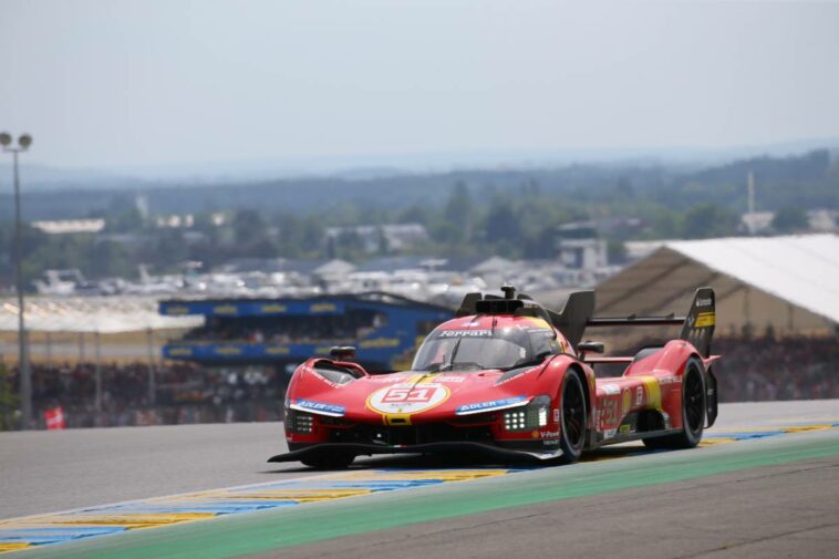 James Calado (GBR) / Alessandro Pier Guidi (ITA) / Antonio Giovinazzi (ITA) #51 AF Corse Ferrari 499P.  10.06.2023.  Campeonato Mundial de Resistencia de la FIA, carrera de 24 horas de Le Mans, Le Mans, Francia, sábado.  - www.xpbimages.com, correo electrónico: request@xpbimages.com - Derechos de autor: XPB Images