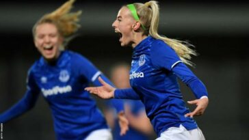 Chloe Kelly celebrando por el Everton