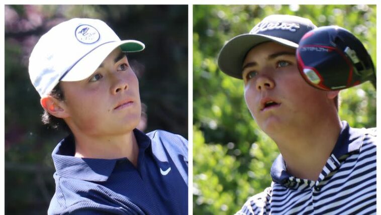 Simon Kwon, a la izquierda, y David Liechty, a la derecha, avanzaron a la final del 125º Utah State Amateur el viernes 30 de junio de 2023 en The Country Club en Salt Lake City, Utah.