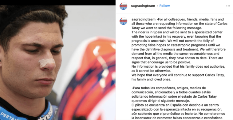 piloto de Moto2 Carlos Tatay trasladado a clínica especializada, pronóstico de lesiones 'incierto' |  Noticias BikeSport