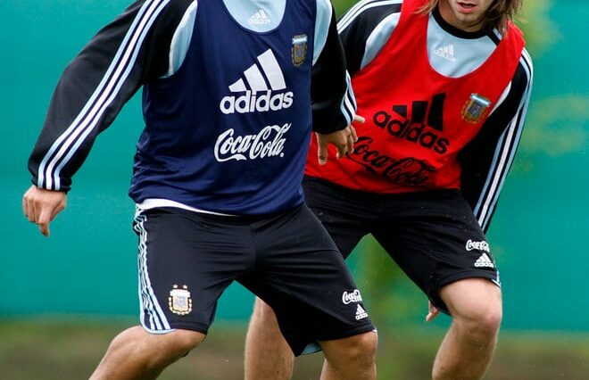 Riquelme y Gago, juntos en la Selección Argentina.
