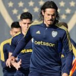 Edinson Cavani, en su primer entrenamiento en Boca. Foto: Prensa Boca