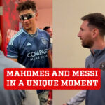 Patrick Mahomes recibe con un cariñoso abrazo a Lionel Messi en el partido Sporting KC vs Inter Miami