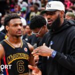 Bronny James in conversation with father LeBron James