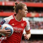 Vivianne Miedema celebrates scoring for Arsenal