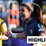 Isabella Fishers celebrates scoring for England