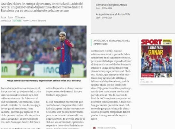 Sport - Araujo podría dejar el Barça