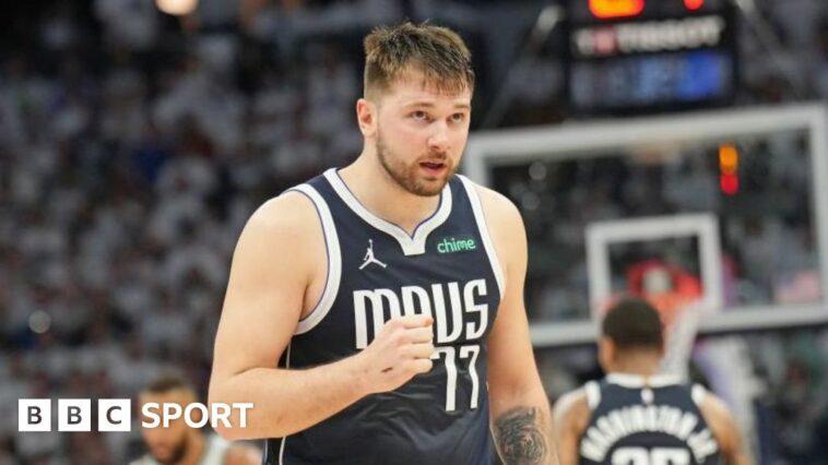 Luka Doncic in action against the Minnesota Timberwolves in the Western Conference Finals