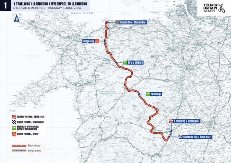 Mapa de la etapa 1 del Tour de Gran Bretaña Femenino