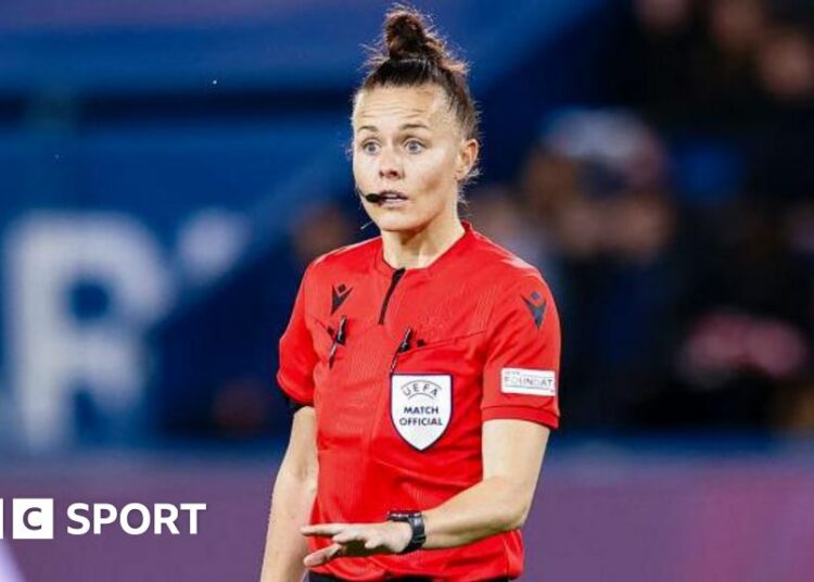 Referee Rebecca Welch on UEFA match duty