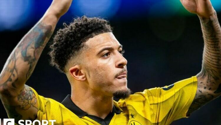 Jadon Sancho playing for Borussia Dortmund