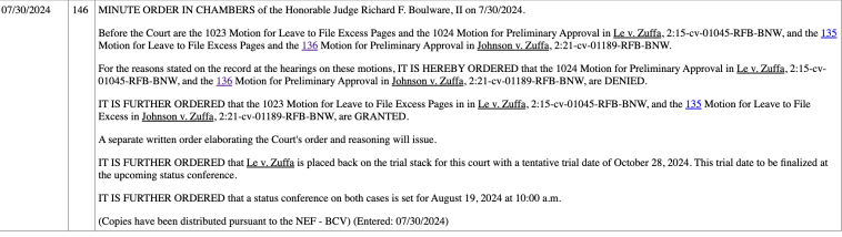 Juez deniega acuerdo para demanda antimonopolio de UFC programada para juicio