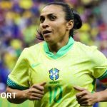 Marta playing for Brazil