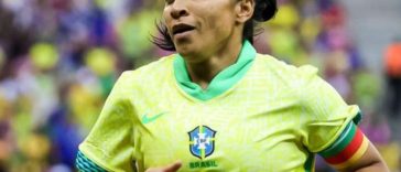 Marta playing for Brazil