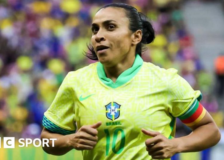 Marta playing for Brazil