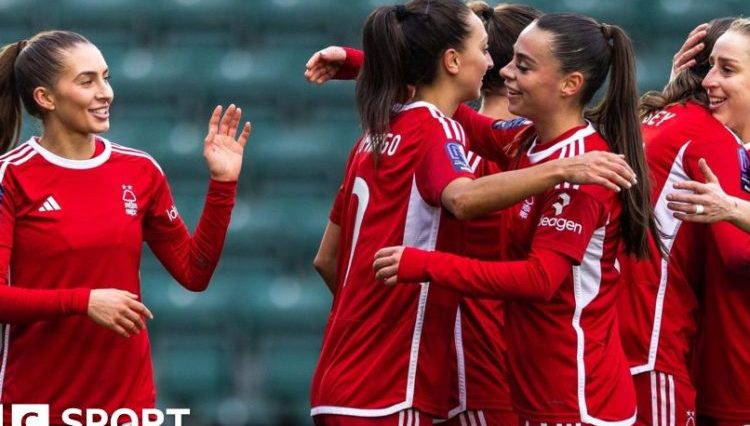 Nottingham Forest celebrate a goal in the Women's FA Cup