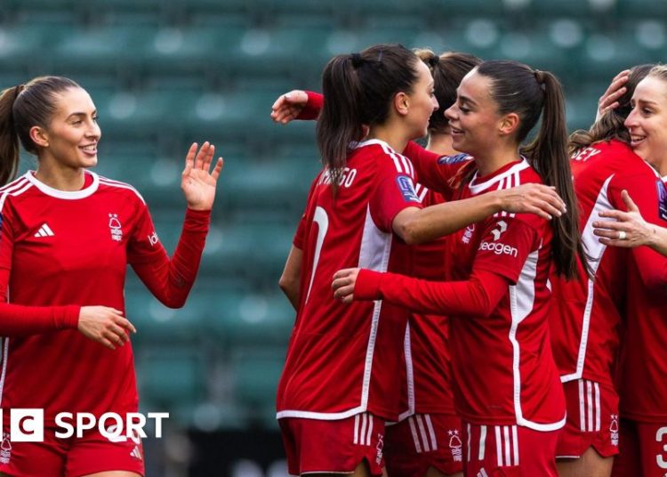 Nottingham Forest celebrate a goal in the Women's FA Cup