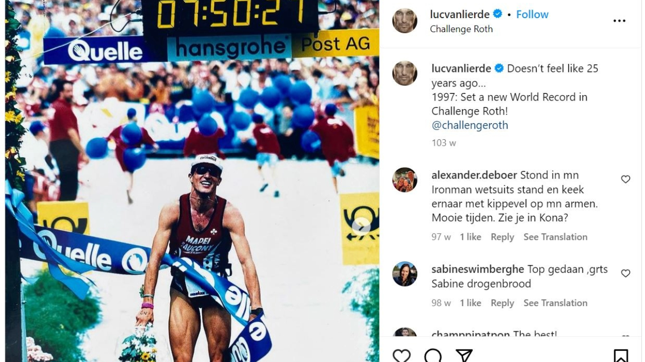 Luc Van Lierde IG después del desafío Roth 97 récord mundial