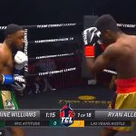 Traimaine Williams (izquierda) se desplomó durante su pelea contra Ryan Allen (derecha) el jueves por la noche.