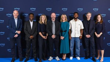 El equipo de Amazon Prime que cubrirá la Liga de Campeones incluirá (de izquierda a derecha): Jon Champion, Clarence Seedorf, Josie Henning, Alan Shearer, Gabby Logan, Daniel Sturridge, Gabriel Clarke y Alex Aljoe.