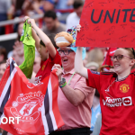 Manchester United fans before the Women's Super League match with Chelsea at Old Trafford in May 2024