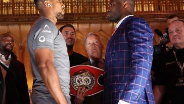 Anthony Joshua (izquierda) y Daniel Dubois (derecha) se enfrentaron por última vez antes de su pelea.