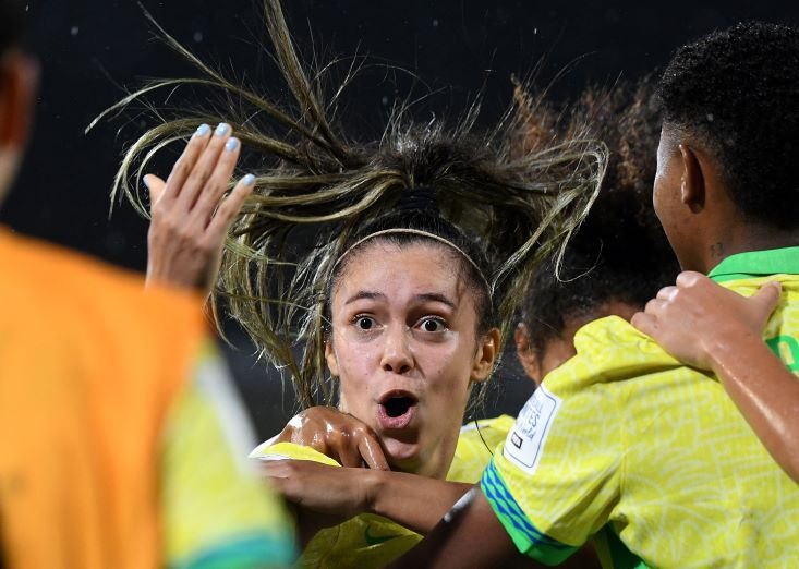 Partido de la Copa Mundial Femenina Sub-20 de la FIFA 2024 entre Francia y Brasil en el estadio Atanasio Girardot en Medellín, Colombia, el 3 de septiembre de 2024.