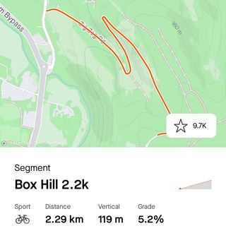 Segmento de Strava para Box Hill en Surrey