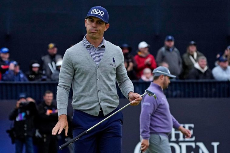 21 de julio de 2024; Ayrshire, SCT; Billy Horschel reacciona en el green 18 durante la ronda final del torneo de golf Open Championship en Royal Troon. Crédito obligatorio: Jack Gruber-USA TODAY Sports