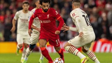 LIVERPOOL, INGLATERRA - Miércoles 15 de septiembre de 2021: Mohamed Salah del Liverpool durante el partido de la primera jornada del Grupo B de la UEFA Champions League entre el Liverpool FC y el AC Milan en Anfield. El Liverpool ganó 3-2. (Foto de Paul Currie/Propaganda)