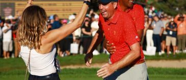 Keegan Bradley celebró conseguir la Copa Presidentes 2024 para el equipo de EE. UU. (Getty Images)