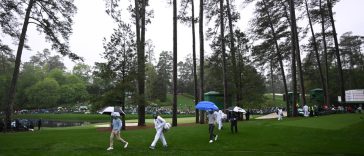 Los pinos del Augusta National, vistos aquí en 2023. (Foto de Ross Kinnaird/Getty Images)