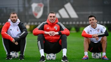 Pezzella y Acuña junto a Armani, quien ya anunció su salida de la Selección.