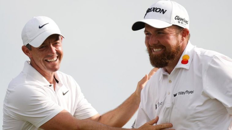 Rory McIlroy y Shane Lowry celebran después de su triunfo en el Zurich Classic en Nueva Orleans en abril