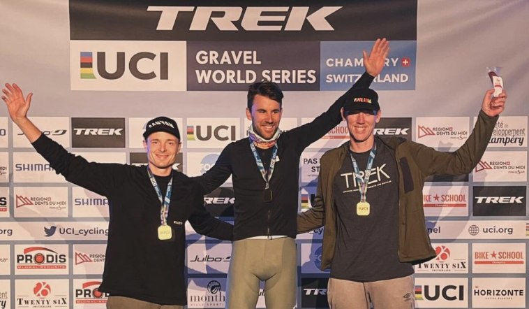 UCI Gravel World Series: Hugo Drechou supera en el sprint a Petr Vakoč y Torbjørn Røed y gana el Alpine Gravel Challenge