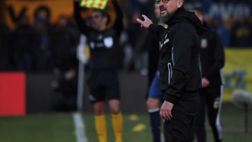 Orfila durante el match de Barracas Central ante Rosario Central (Fotobaires).