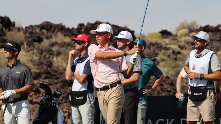 Kihei Akina, estudiante de último año de Lone Peak High School y futuro golfista de BYU Cougars, comienza el Black Desert Championship del PGA Tour el viernes 11 de octubre de 2024 en Ivins, Utah.