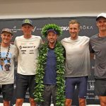 Crédito de la foto de la carrera de Lange Ditlev von Berg Chevalier Koolhaas entre los cinco primeros del Campeonato Mundial IRONMAN Kona 2024 Getty Images para IRONMAN