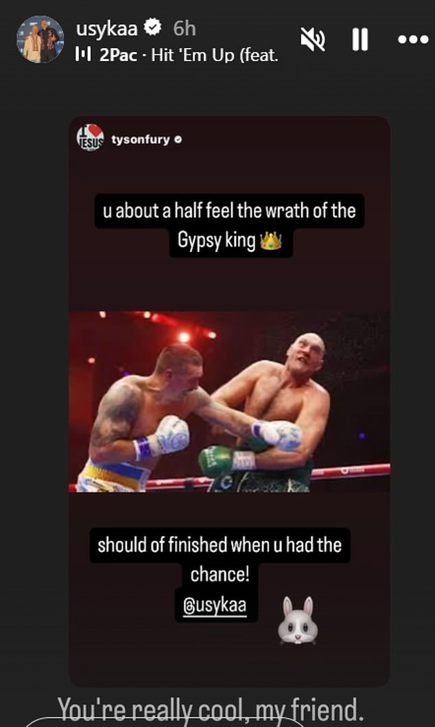 Oleksandr Usyk emitió una respuesta brutal en Instagram después de que Tyson Fury afirmara que el ucraniano