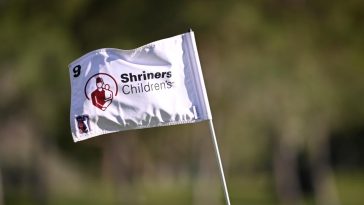 Una bandera de Shriners Children's en el noveno green durante la primera ronda del Shriners Children's Open 2024 en TPC Summerlin el 17 de octubre de 2024 en Las Vegas, Nevada. (Foto de Orlando Ramírez/Getty Images)