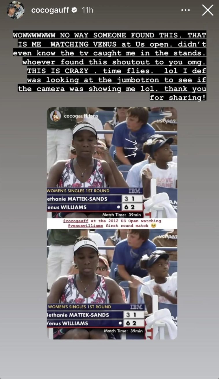 Mensaje de Instagram de Coco Gauff sobre foto viral